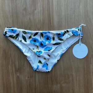TORI PRAVER CAILA BOTTOM Women’s Ruched Sides Floral Lined Bikini Bottoms sz S